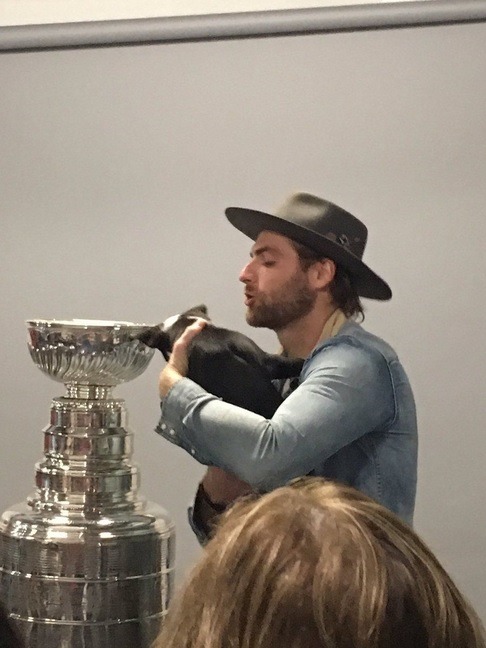 thornescratch:Caps goalie Braden Holtby posed with one of the...