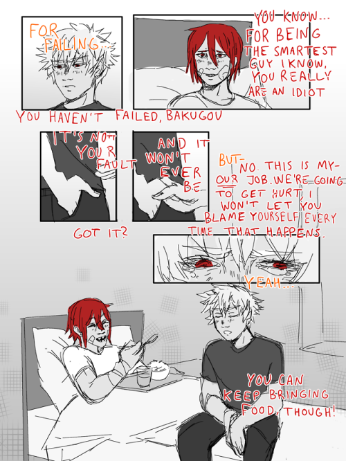 m00rbids:Kirishima gets hurt and Bakugou feels guilty.