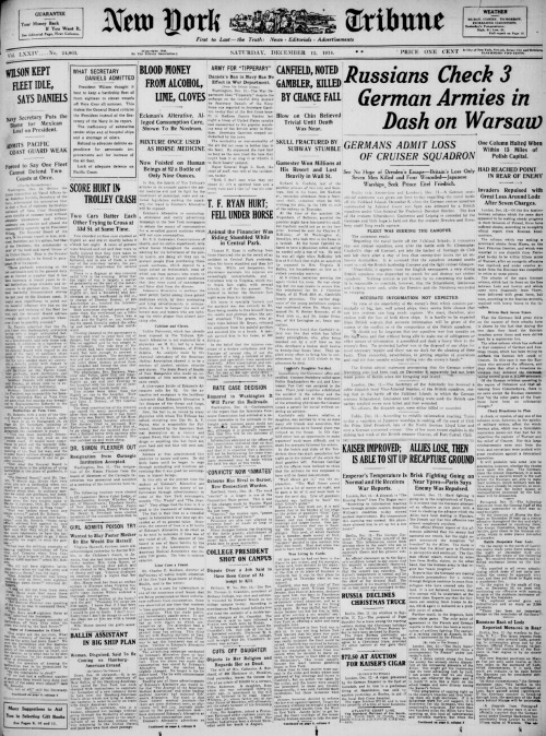 12 December 1914: frontpages