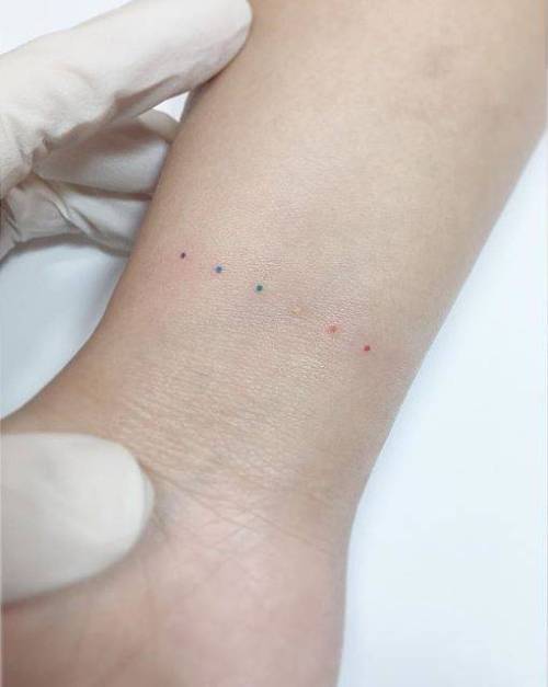 Moon and stars rainbow dot tattoo  Dot tattoos Elements tattoo Key  tattoos