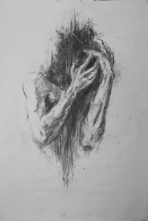 rexisky:Anxious Apprehension (Each one 23.3 x 33.1, Charcoal on...