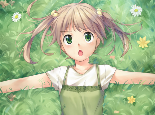 Anime Girl Laying In Grass