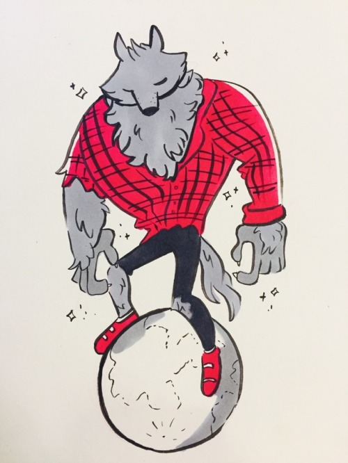 mushroomstairs:inktober 2!!! werewolf planet