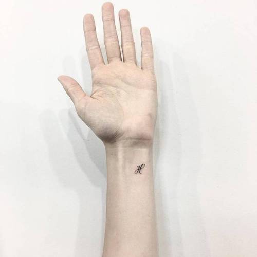 Tattoo tagged with: small, jin, h, micro, initials, tiny, ifttt, little,  wrist, latin script, minimalist, letter 