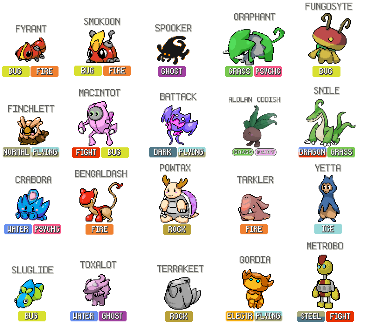 Here are all of the sprites from my Fakemon-a-day... - Prism Nova