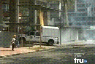 workers struggle construction workers labor panama workers industrial action union unionism throw rocks bricks police riot police police van flee escape run away gif 2008