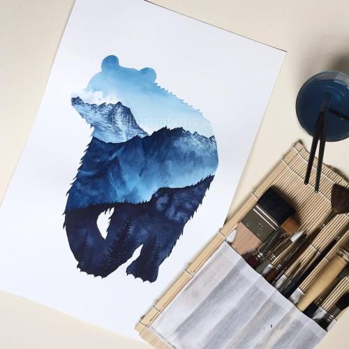 wnq-writers:Surreal Illustrations Fill Wildlife Silhouettes by...