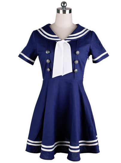 This charming dress features a sailor collar and a... | AsianiCandy