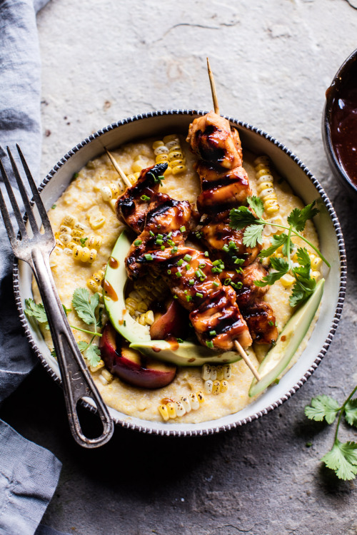 guardians-of-the-food:Honey BBQ Chicken Charred Corn Polenta