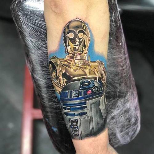 By Alex Rattray, done at Red Hot and Blue Tattoo, Edinburgh.... r2 d2;fictional character;big;c 3po;star wars;facebook;droid;star wars characters;realistic;forearm;twitter;alexrattray;robot;other;film and book