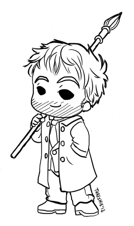 threshasketch:A little chibi Crowley with the Lance of Michael...