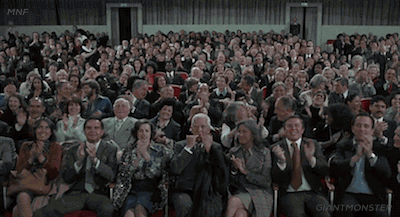 silent movie (1976) crowd cheering gif
