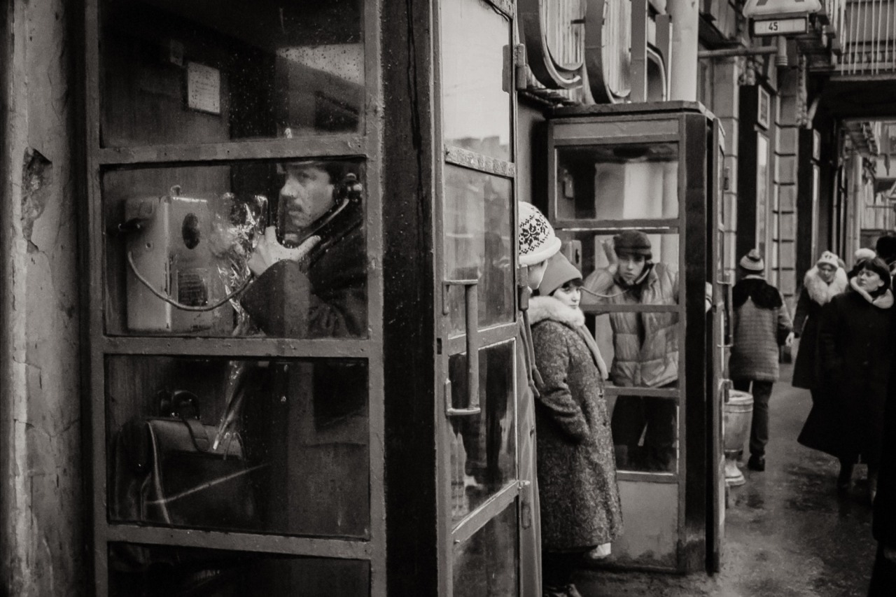 Phone booths in Moscow, 1984