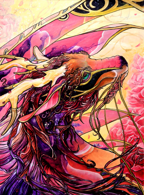 flight rising fanart acrylic traditional painting imperial skin:hesperidean ISO bust reward!