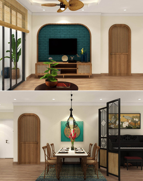 Asian Style Interiors Spliced With Sumptuous Deep Green And...