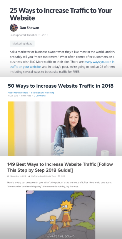 “Increase Website Traffic” – Existing content
