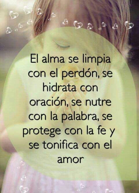 El alma se limpia con el perdón, se hidrata con oración, se nutre con la palabra, se protege con la fe y se tonifica con el amor.