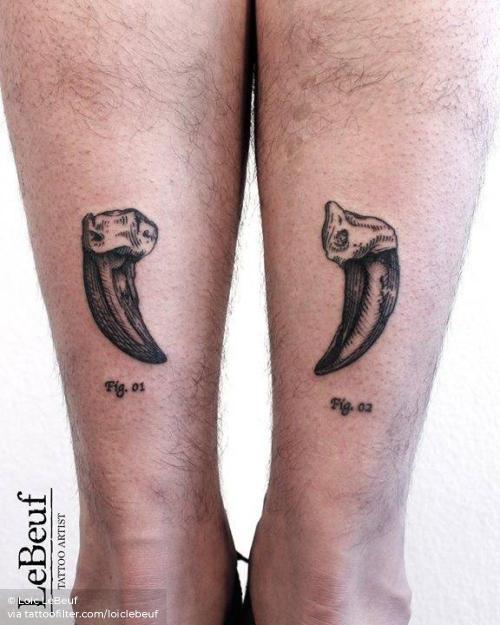 Tattoo tagged with: achilles, anatomy, blackwork, dentist, engraving,  facebook, individual matching, loiclebeuf, matching, profession, science,  scientific illustration, small, surrealist, tooth, twitter 