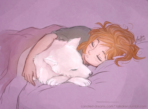 laikaken:Woodsman!Anna and Snowfae!Elsa cuddle-sleeping! Elsa...