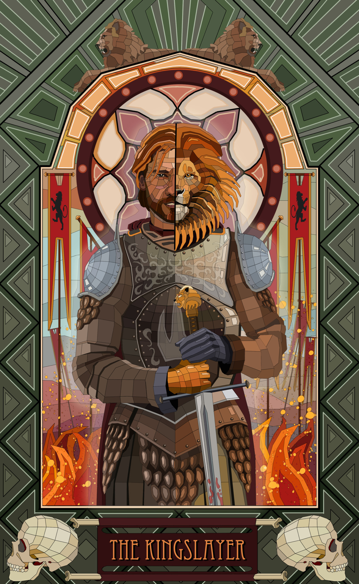 Game of Thrones stained glass inspired fan art of 