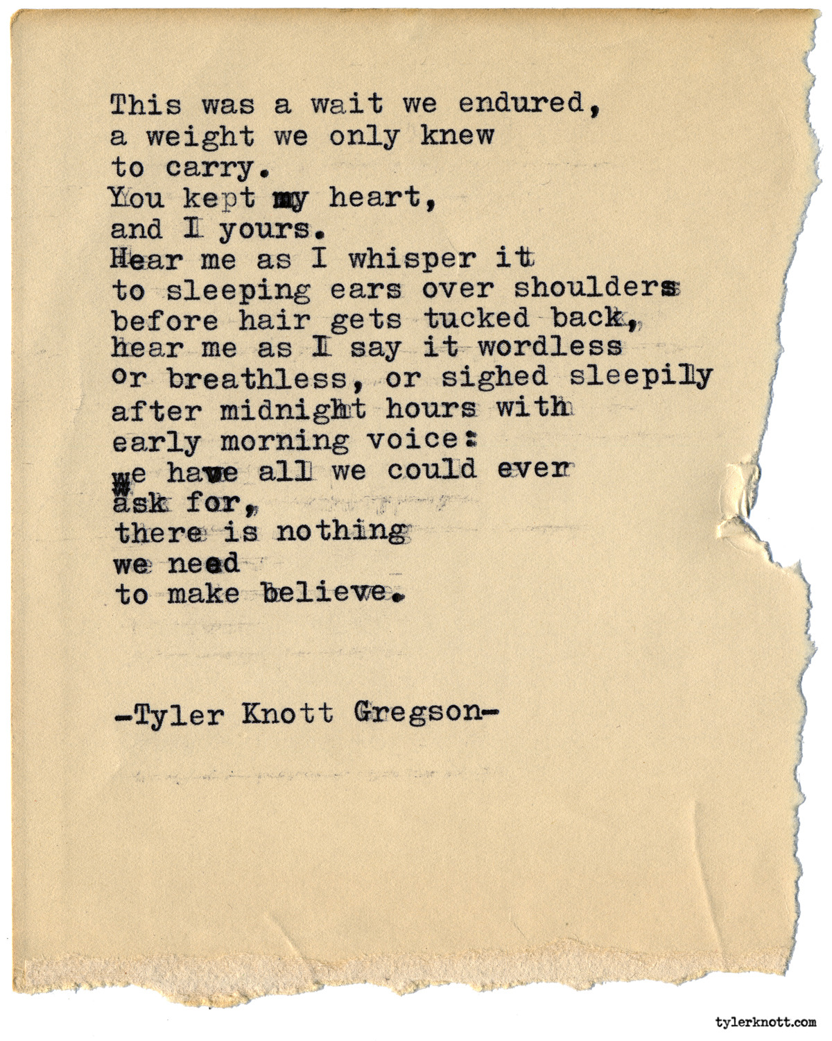 Tyler Knott Gregson — Typewriter Series #1941 by Tyler Knott Gregson...