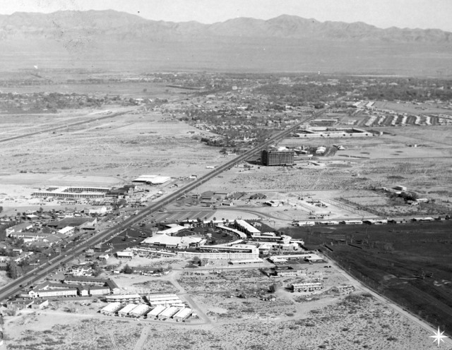 Vintage Las Vegas — Over the Strip, early 1955. Last Frontier, Desert...