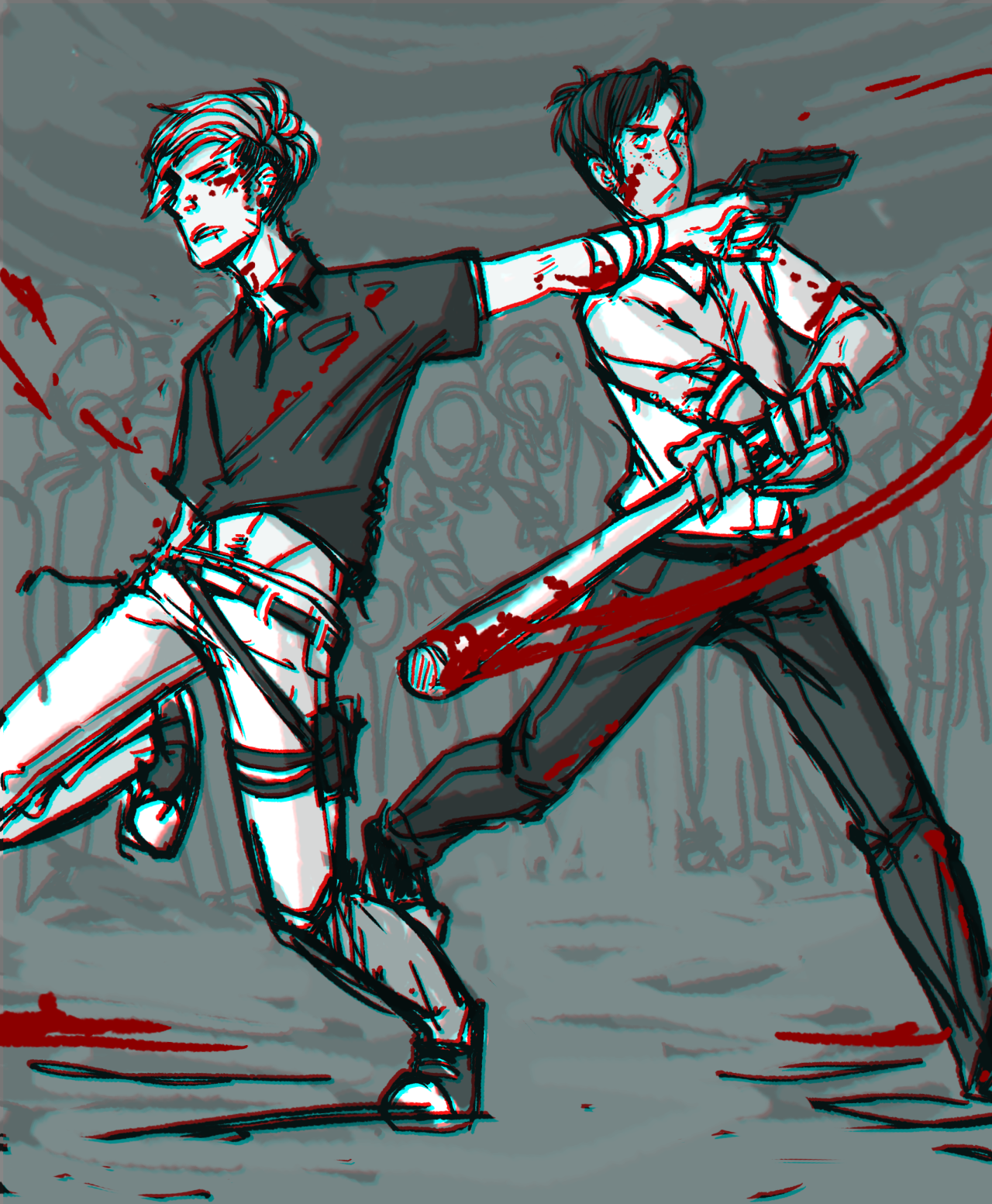 105% drawing — zombie apocalypse aus are cool but action poses...