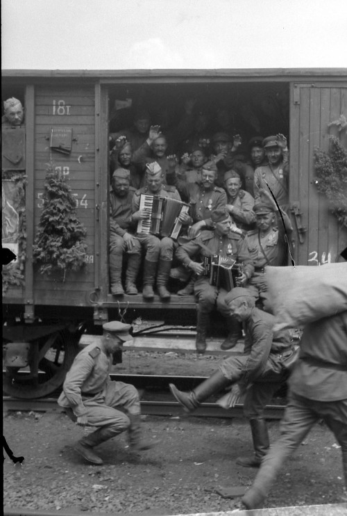 historicaltimes:Celebrating Soviet Soldiers performing the...