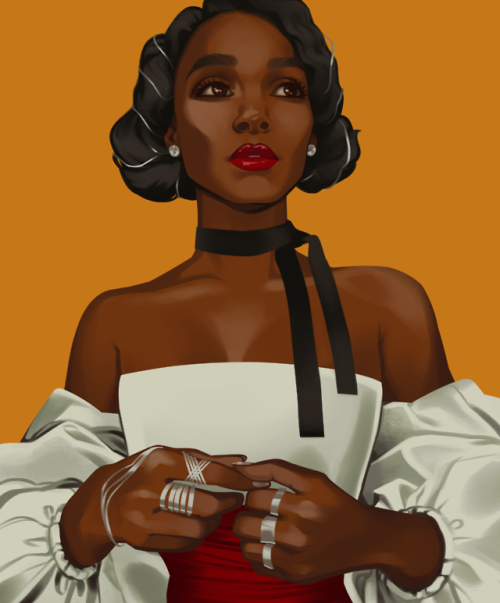 sageley:[ID: A digital painting of Janelle Monáe, from the...