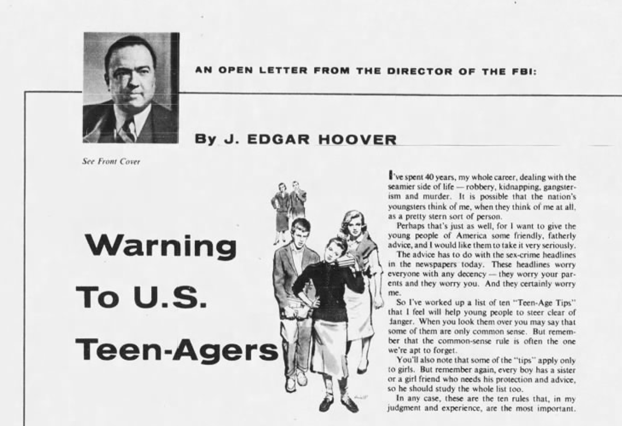 Showbiz Imagery and Forgotten History, J. Edgar Hoover’s Advice for ...