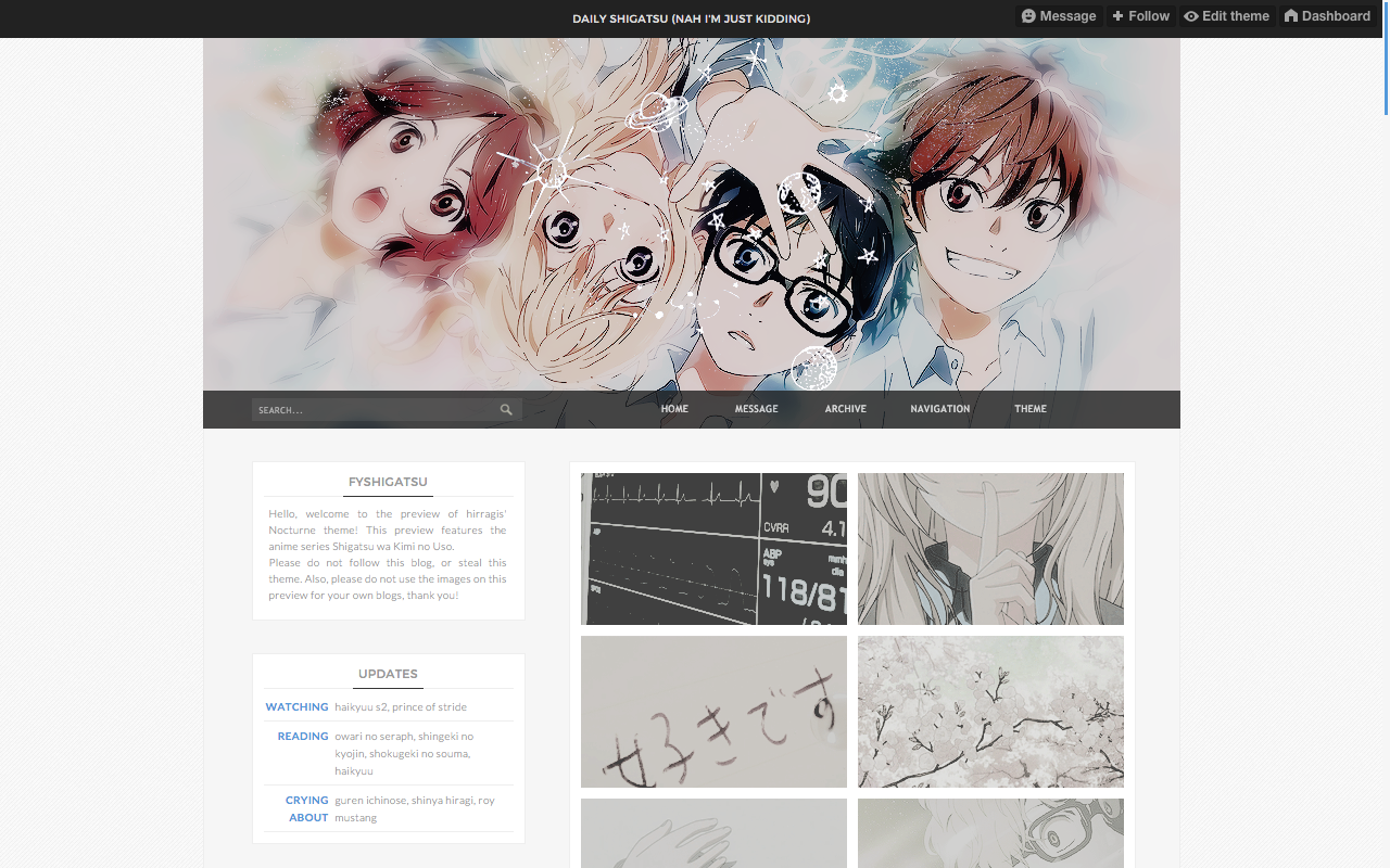 Anime Tumblr Dashboard Themes