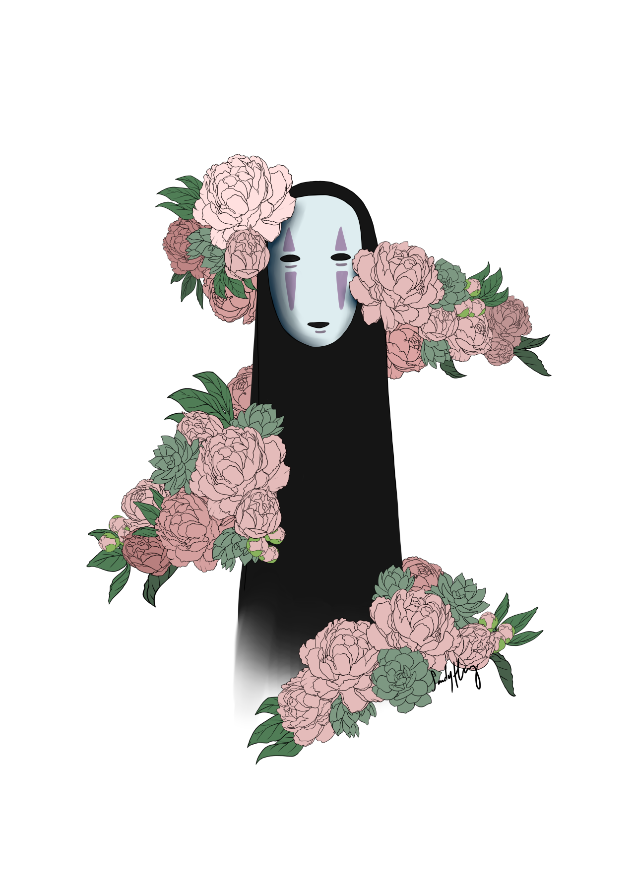 Down the Rabbit Hole (a W.I.P of No Face from Spirited Away. have i...)