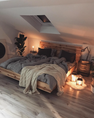 This beautiful, cosy Scandinavian style bedroom [958x1196]