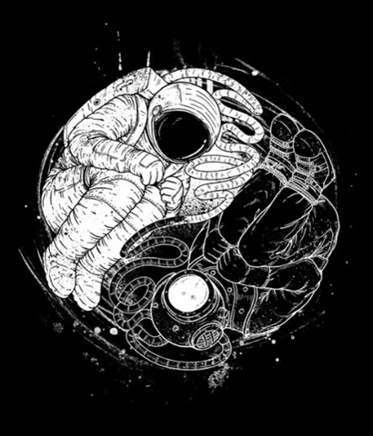 in yan black & white se cosmic horror diving psychedelic psychedelic art weed acid lsd drugs nature art surrealist art
