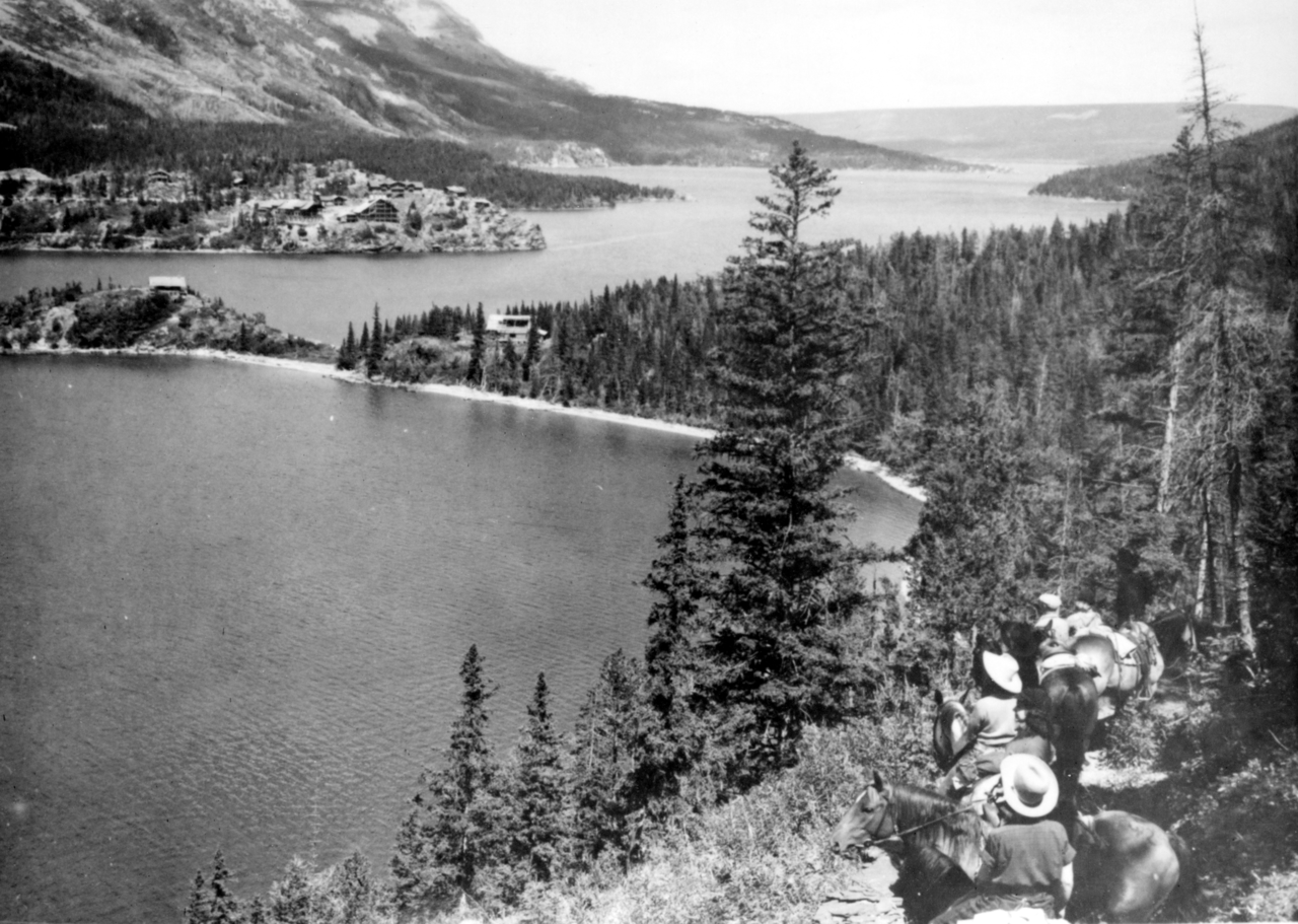 Glacier National Park Hill Cabins On A Spit Of Land Jutting Out