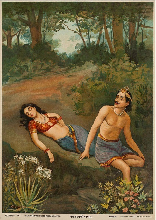 paintingispoetry:
â€œ M. V. Dhurandhar, Nala Damayanti, 1909
â€