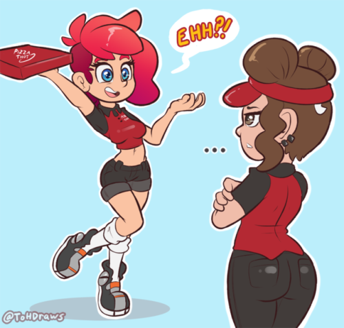 toh-draws:Nera attempts to get a job at ACGats’s Pizza Thot.