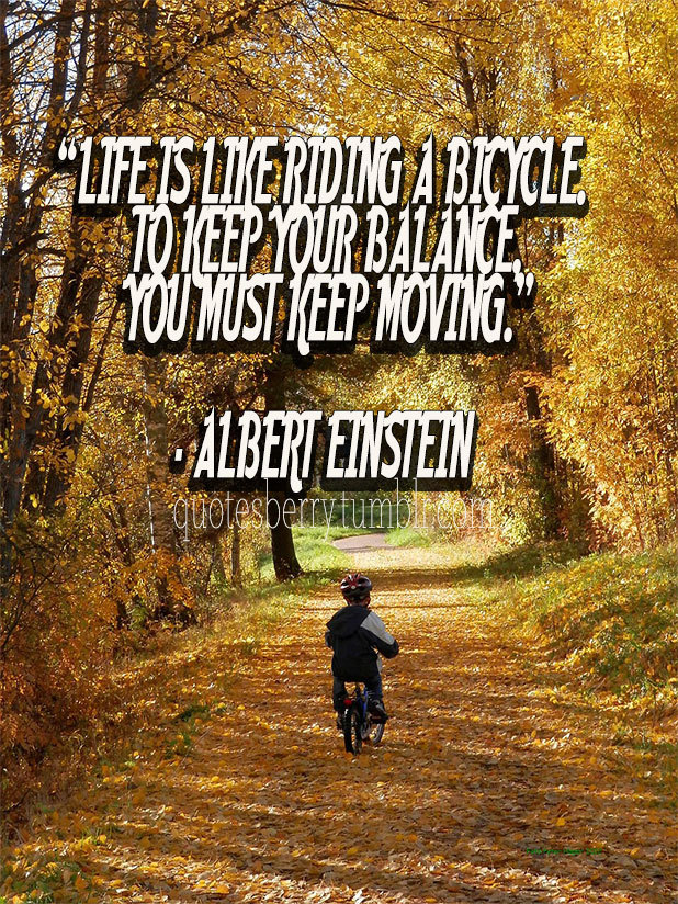 Life is like riding a bicycle. To keep your... | QuotesBerry: Hi-Res