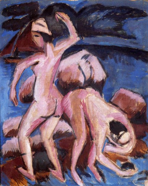 expressionism-art:Two Bathers, 1912, Ernst Ludwig...