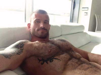 Woof! Daddy! I want one of those on my couch! #HairyMuscleBeast