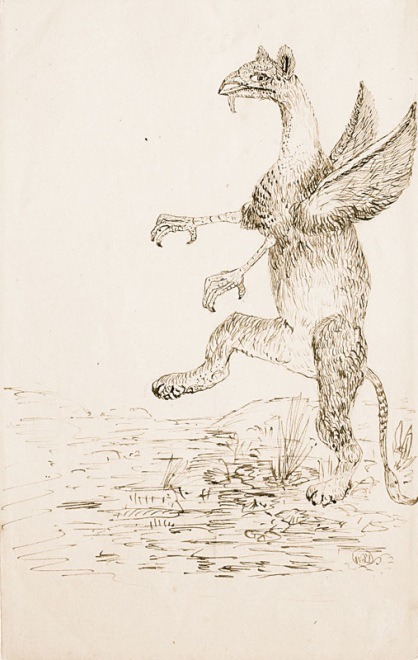 aliceillustrated:
â€œ Charles Dodgson (Lewis Carroll), sketch of The Gryphon.
â€