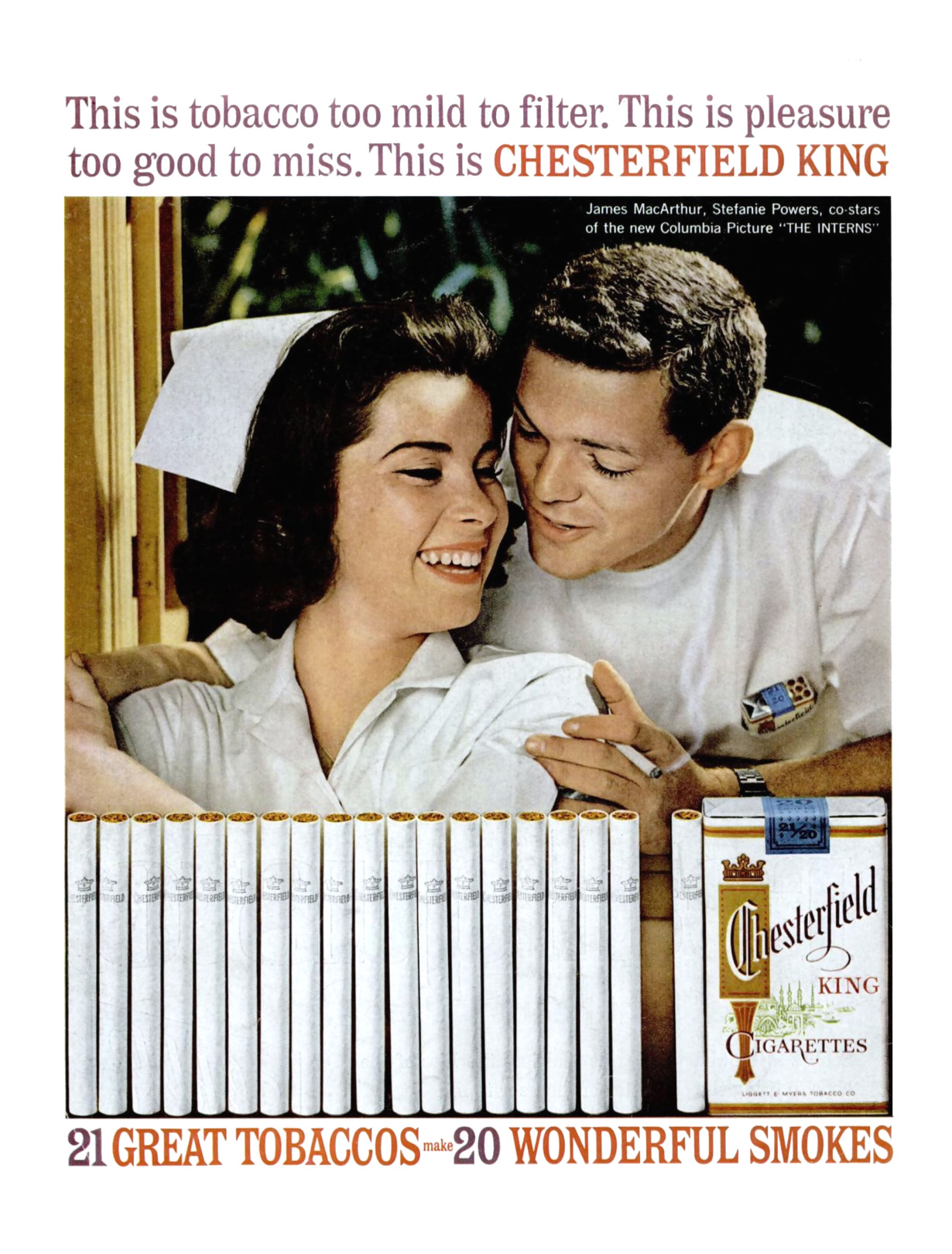 Chesterfield King Cigarettes featuring Stefanie Powers and James MacArthur - 1962