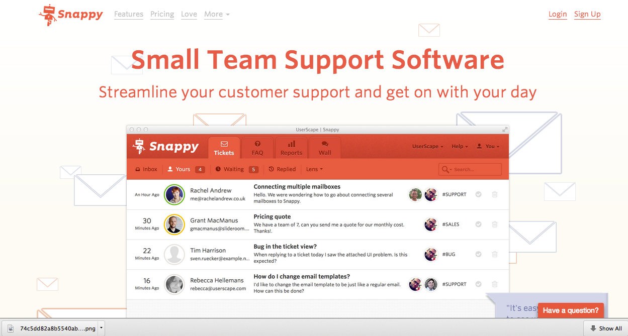 Built with Laravel — Snappy - Customer Support 