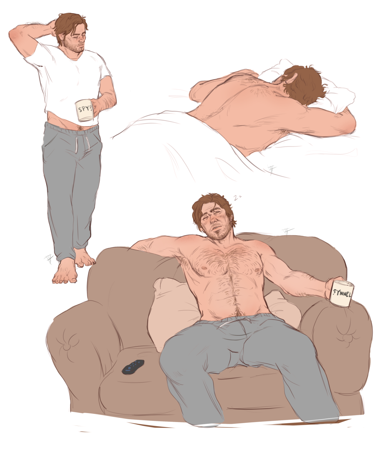Some doodles of a sleepy modern Arthur 😴. 