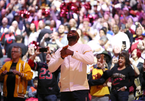 CLEVELAND, OH - OCTOBER 25: LeBron James #23 of the Cleveland...