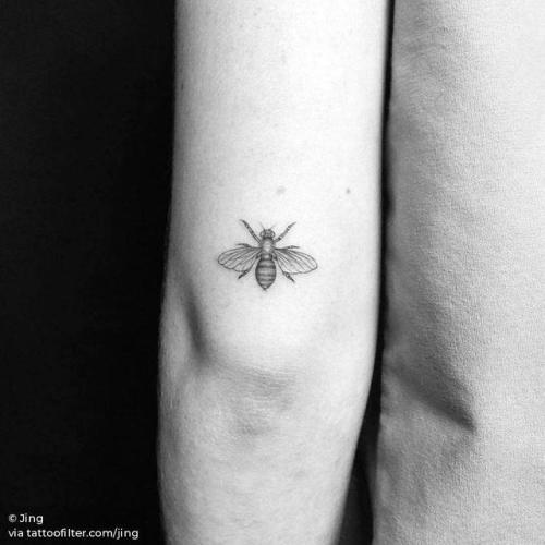 By Jing, done at Jing’s Tattoo, Queens.... jing;insect;small;single needle;micro;animal;tricep;tiny;bee;ifttt;little