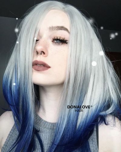 White And Blue Ombre Hair Tumblr