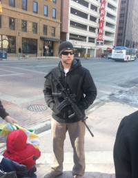 think-progress:
“ Men with loaded rifles intimidate moms gathered at a gun safety rally. Watch what happened.
”