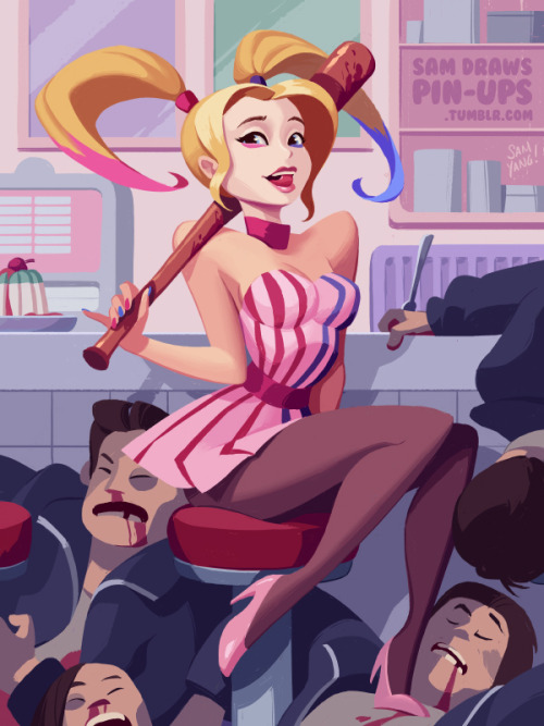 fantasydaddymiami:samdrawspinups:♦ Harley Quinn! ♦A little...