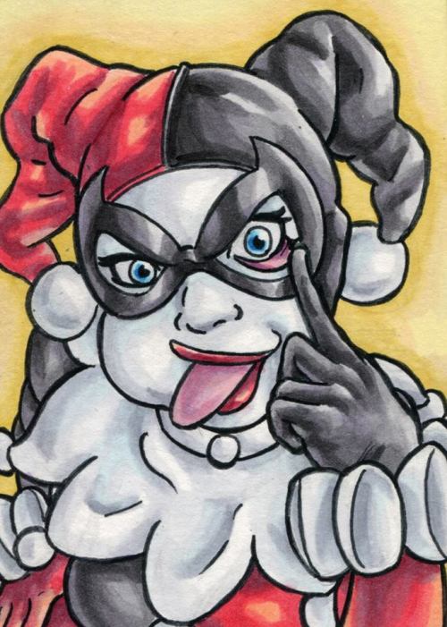 thehappysorceress:Harley Quinn sketch card by Isaiah Broussard